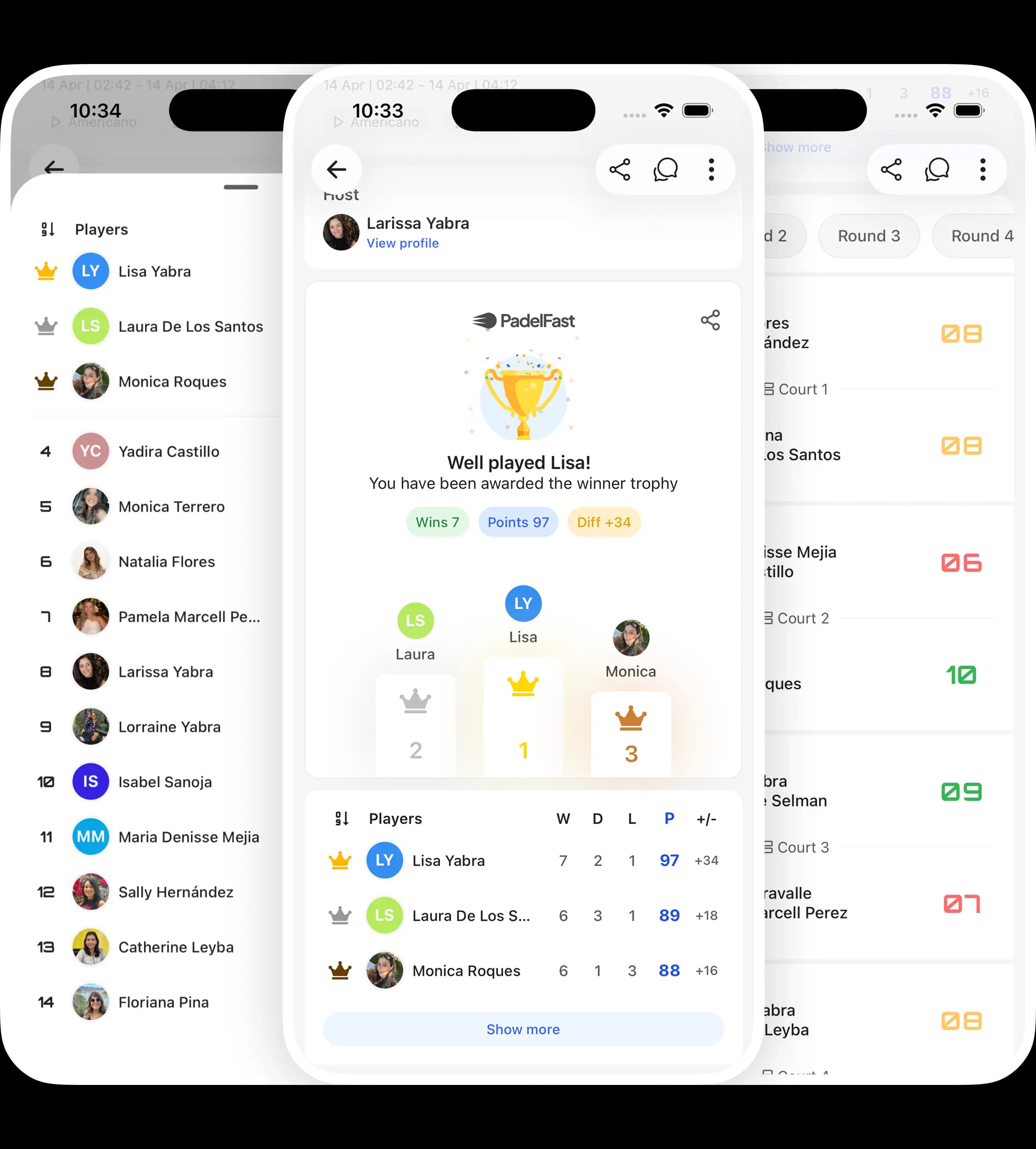 Padel match and live scores on the PadelFast mobile app